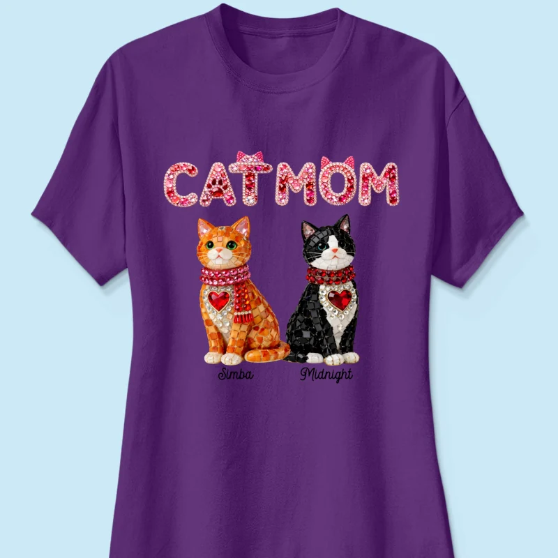Cat Mom Shiny Pattern - Personalized Shirt - Unique Valentine's Day Gift for Cat Moms - Image 31