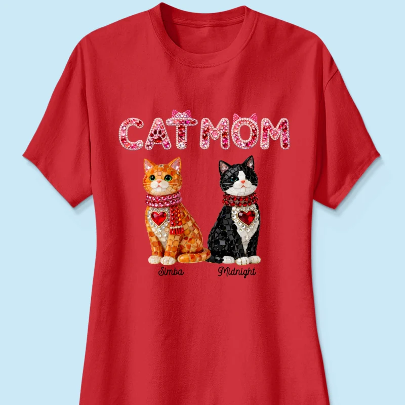 Cat Mom Shiny Pattern - Personalized Shirt - Unique Valentine's Day Gift for Cat Moms - Image 34