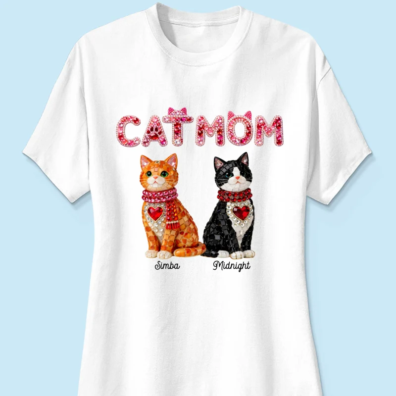Cat Mom Shiny Pattern - Personalized Shirt - Unique Valentine's Day Gift for Cat Moms - Image 36