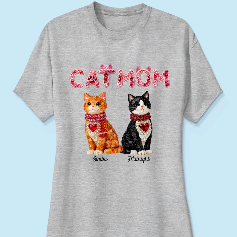 Cat Mom Shiny Pattern - Personalized Shirt - Unique Valentine's Day Gift for Cat Moms - Image 37