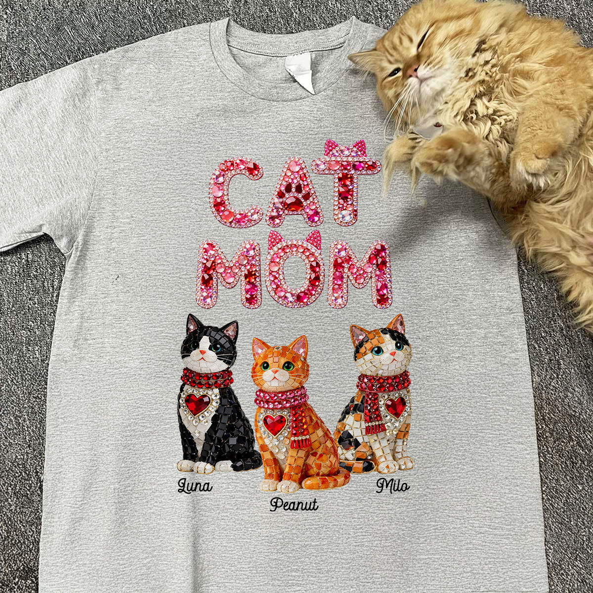 Cat Mom Shiny Pattern - Personalized Shirt - Unique Valentine's Day Gift for Cat Moms - Image 5