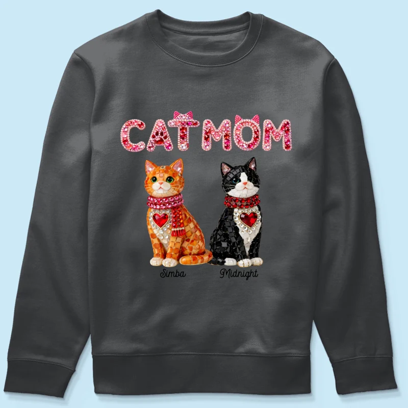 Cat Mom Shiny Pattern - Personalized Shirt - Unique Valentine's Day Gift for Cat Moms - Image 60
