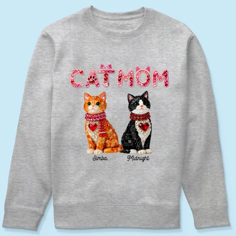 Cat Mom Shiny Pattern - Personalized Shirt - Unique Valentine's Day Gift for Cat Moms - Image 66