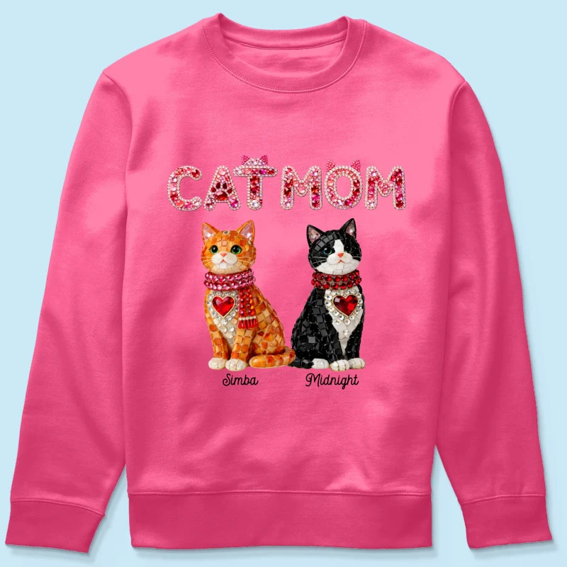 Cat Mom Shiny Pattern - Personalized Shirt - Unique Valentine's Day Gift for Cat Moms - Image 70