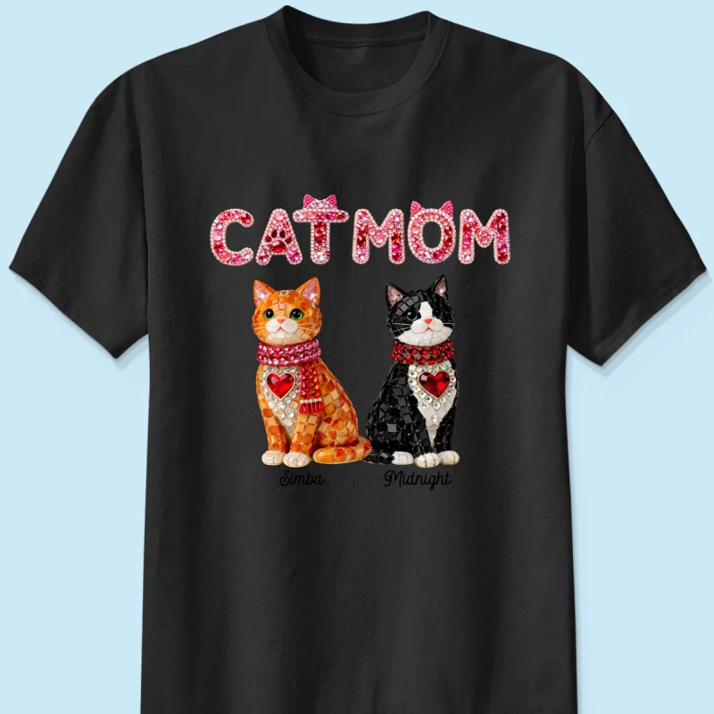 Cat Mom Shiny Pattern - Personalized Shirt - Unique Valentine's Day Gift for Cat Moms - Image 9
