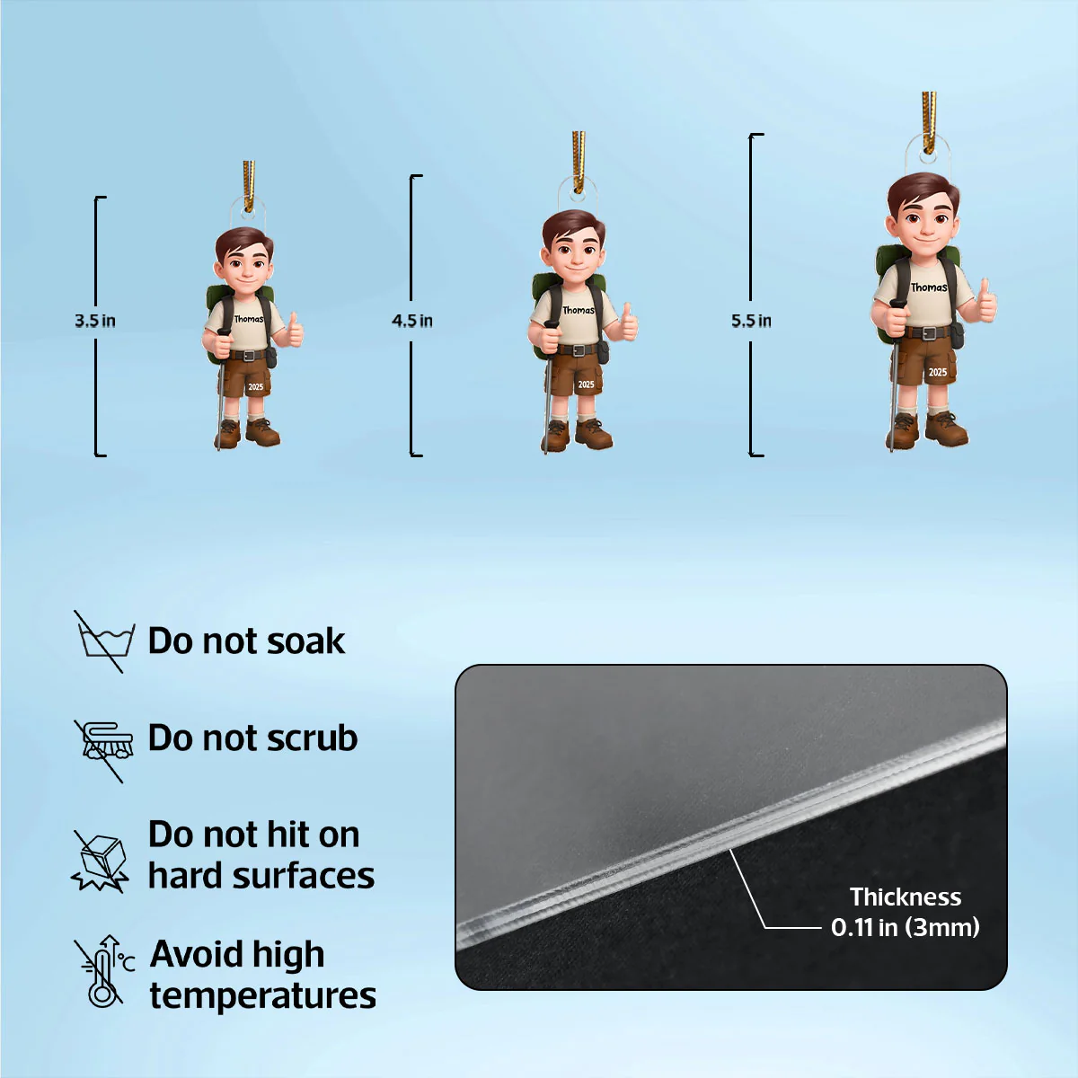 Christmas Boy Girl Hiking - Personalized Acrylic Ornament - Gift For Hiking Lovers, Hikers, Campers, Trekking Mountain, National Park Lovers, Grandson, Granddaughter - Image 7