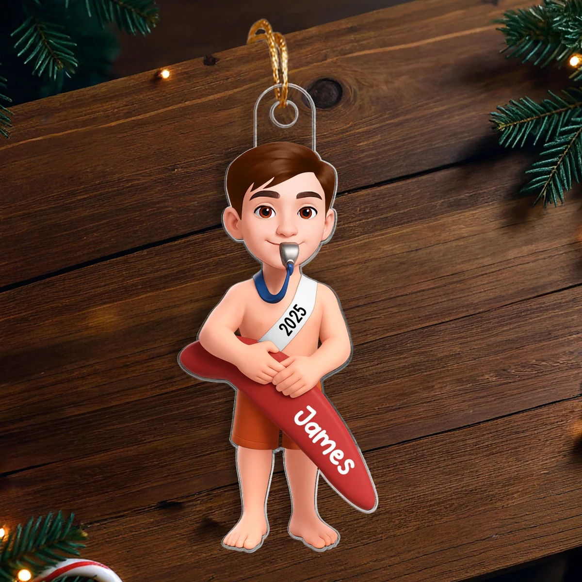 Christmas Boy Girl Lifeguard - Personalized Acrylic Ornament - Gift For Lifeguard, Grandson, Granddaughter - Image 3