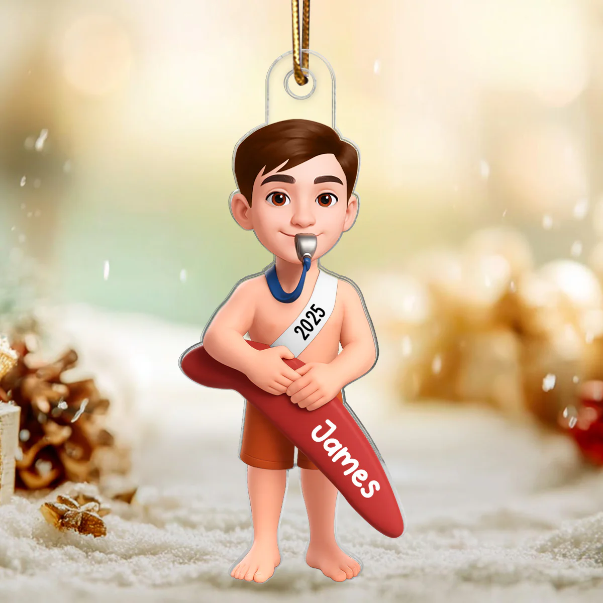 Christmas Boy Girl Lifeguard - Personalized Acrylic Ornament - Gift For Lifeguard, Grandson, Granddaughter - Image 5