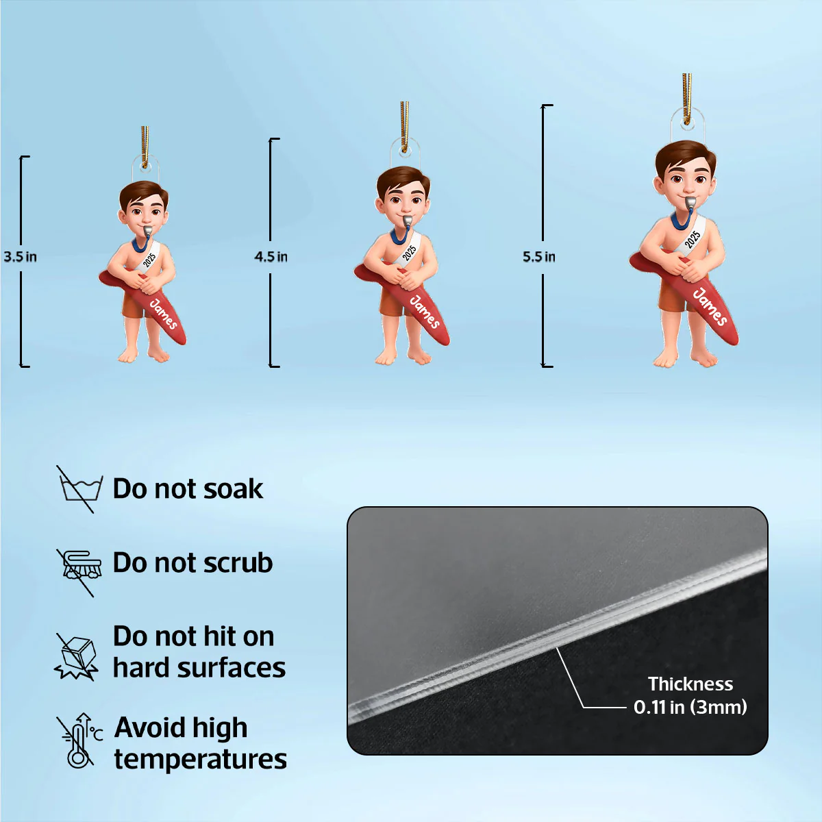 Christmas Boy Girl Lifeguard - Personalized Acrylic Ornament - Gift For Lifeguard, Grandson, Granddaughter - Image 7