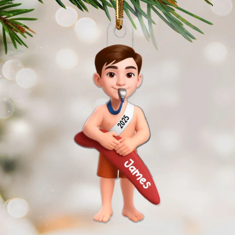 Christmas Boy Girl Lifeguard - Personalized Acrylic Ornament - Gift For Lifeguard, Grandson, Granddaughter - Image 8