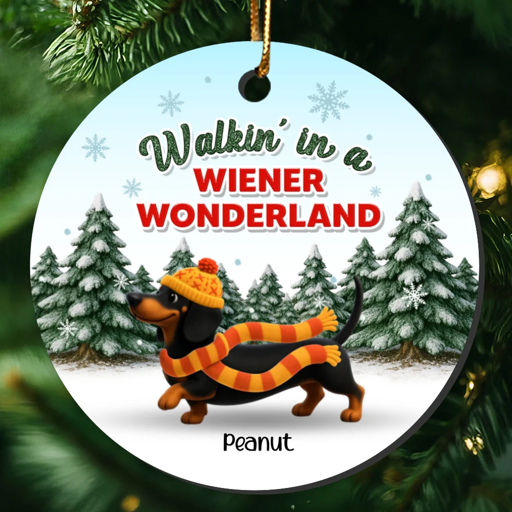 Christmas Dachshunds Walking In A Wiener Wonderland - Personalized Ceramic Ornament - Gift For Dachshund Lovers - Image 10