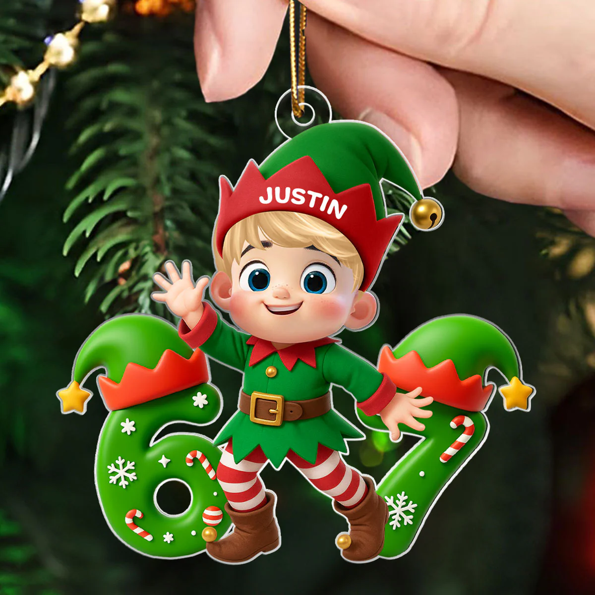 Christmas Elf Six Seven Trending Quote - Personalized Acrylic Ornament - Christmas Gift for Kid, Grandkids - Image 6