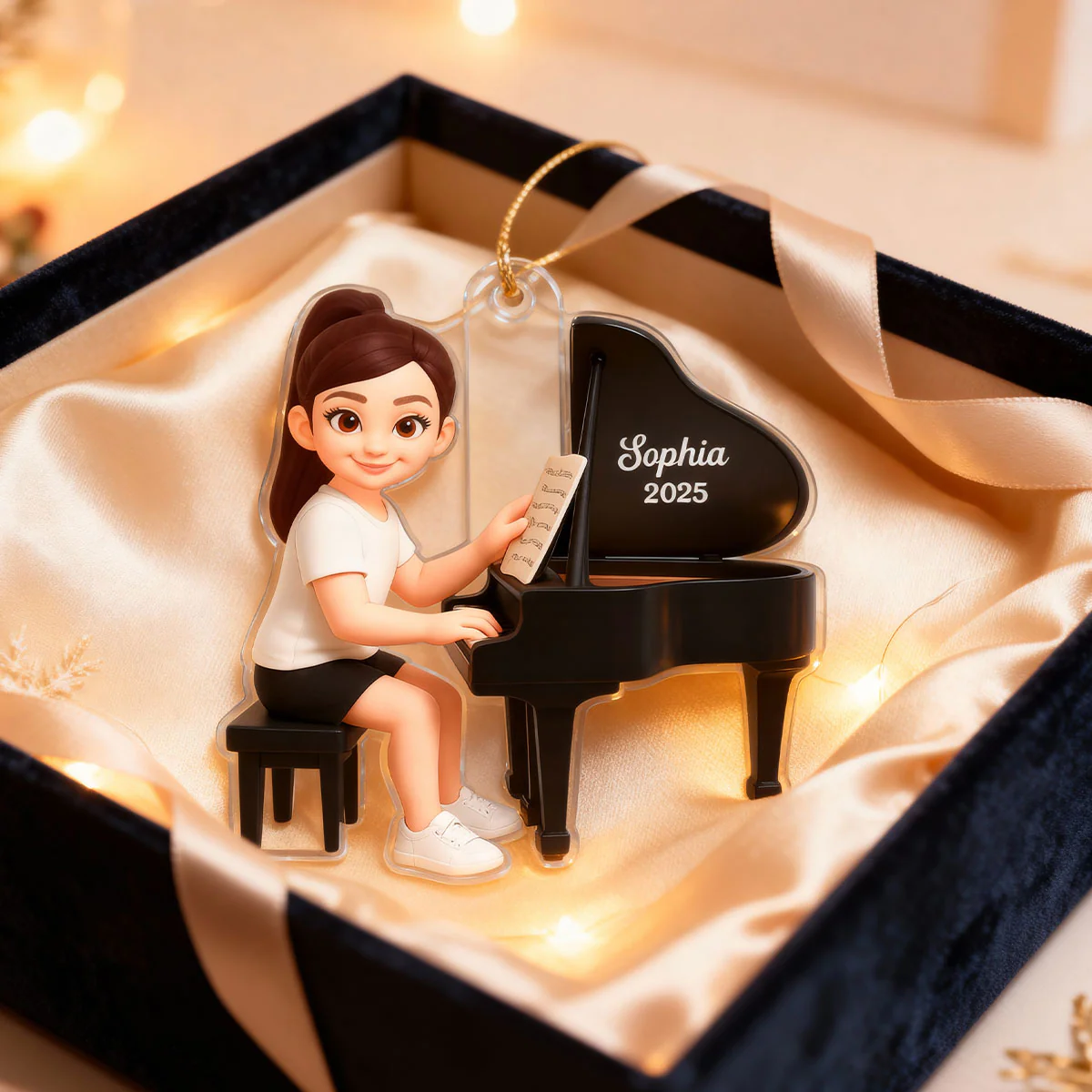 Christmas Girl Boy Playing Piano - Personalized Acrylic Ornament - Gift For Pianists, Performers, Piano Lovers - Image 8