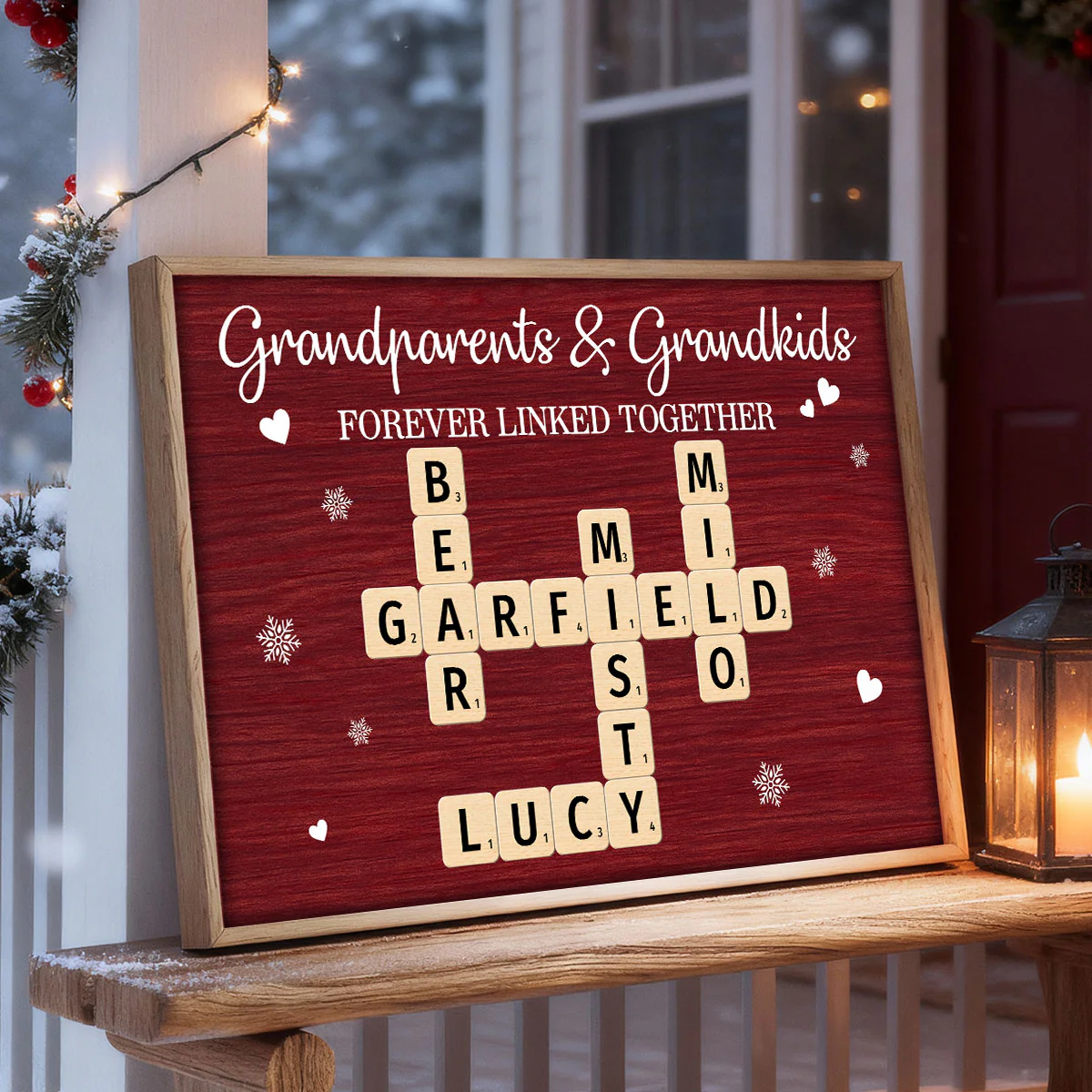 Christmas Grandparents Grandkids Forever Linked Together Crossword Puzzle Art - Personalized Poster - Gift For Grandparents - Image 3