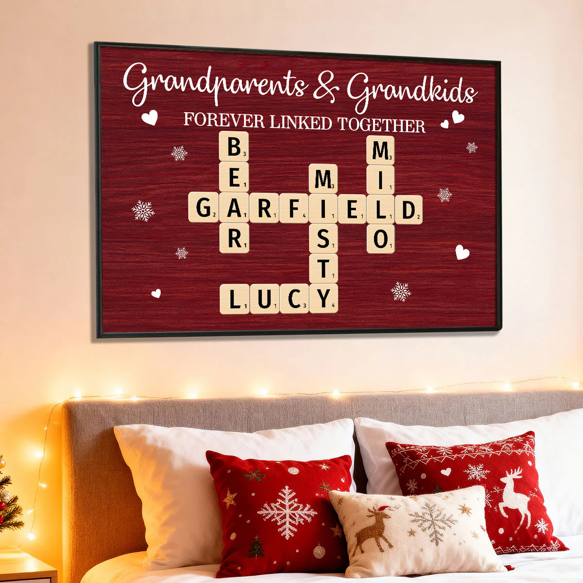 Christmas Grandparents Grandkids Forever Linked Together Crossword Puzzle Art - Personalized Poster - Gift For Grandparents - Image 4