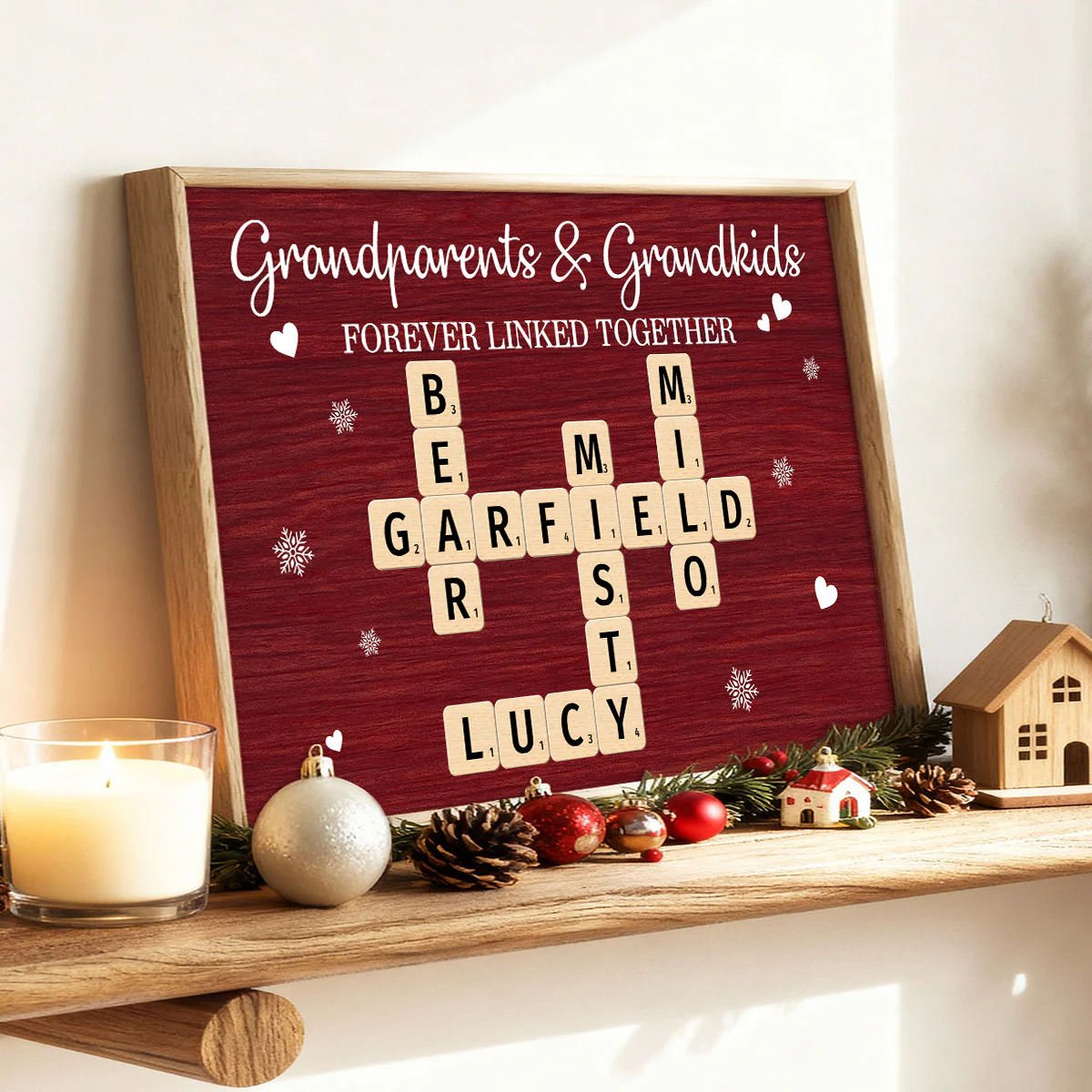 Christmas Grandparents Grandkids Forever Linked Together Crossword Puzzle Art - Personalized Poster - Gift For Grandparents - Image 5