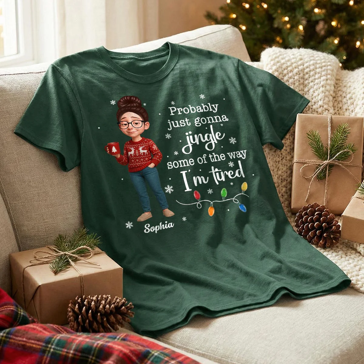 Christmas Jingle Song Probably Just Gonna Jingle Some Of The Way I'm Tired - Personalized Shirt - Funny Gift For Mom - Image 4