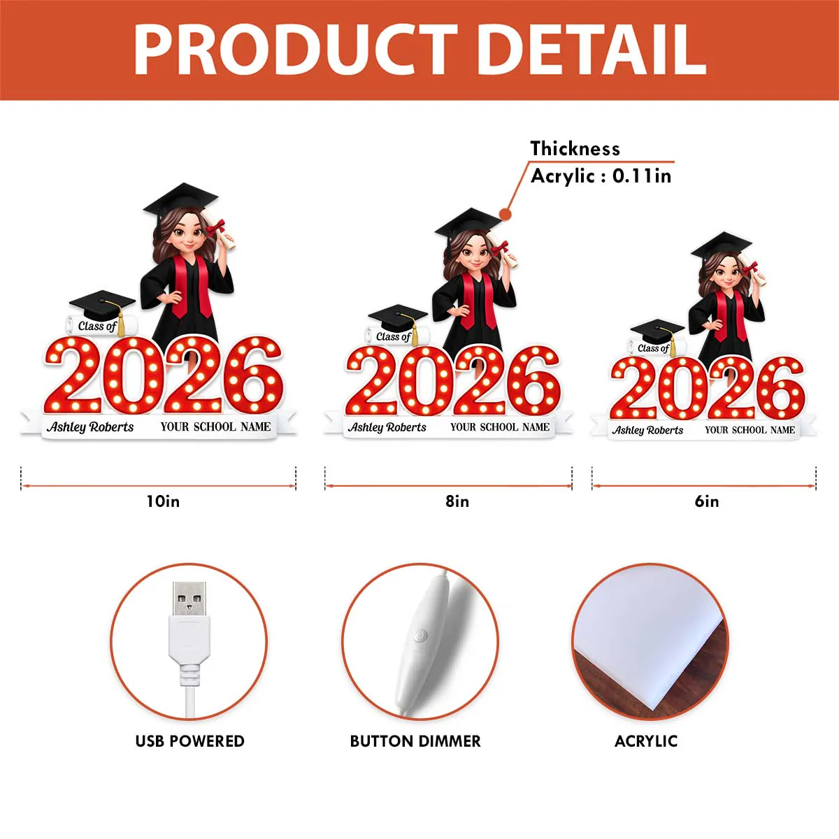 Congratulation Class Of Graduation Senior - Personalized Light Box - Gift For Graduation Day, Graduation Gift, Keepsake - Image 7