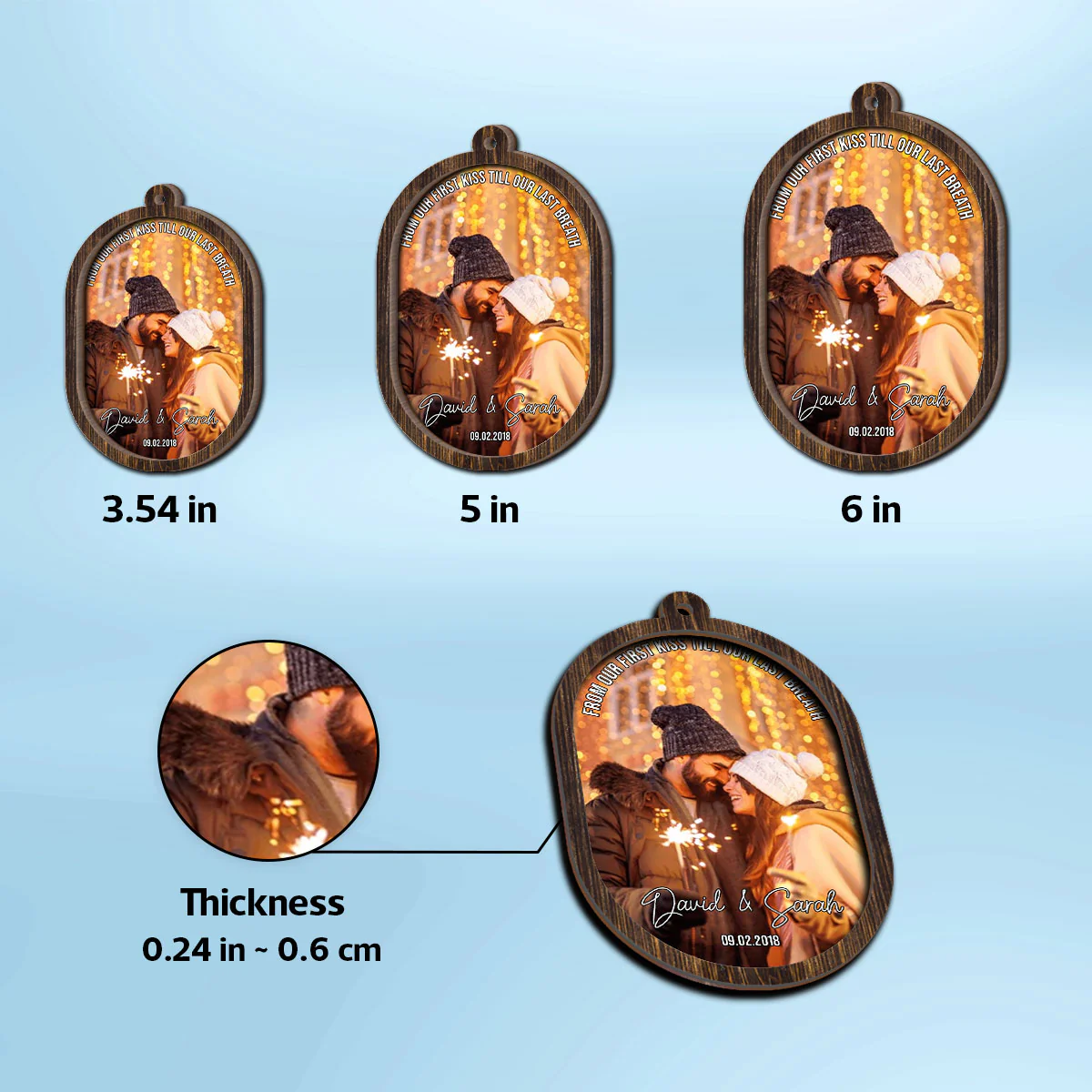 Couple Upload Photo Christmas - Personalized 2-Layered Wooden Ornament - Image 7