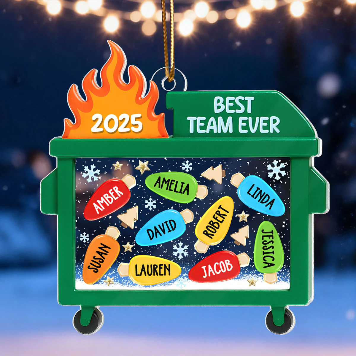 Dumpster Fire Best Team Ever - Personalized Acrylic Ornament - Funny Christmas Gift, White Elephant Gift for Coworkers - Image 6