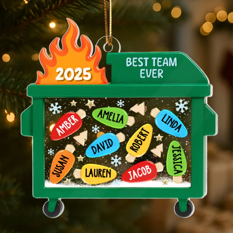 Dumpster Fire Best Team Ever - Personalized Acrylic Ornament - Funny Christmas Gift, White Elephant Gift for Coworkers - Image 9