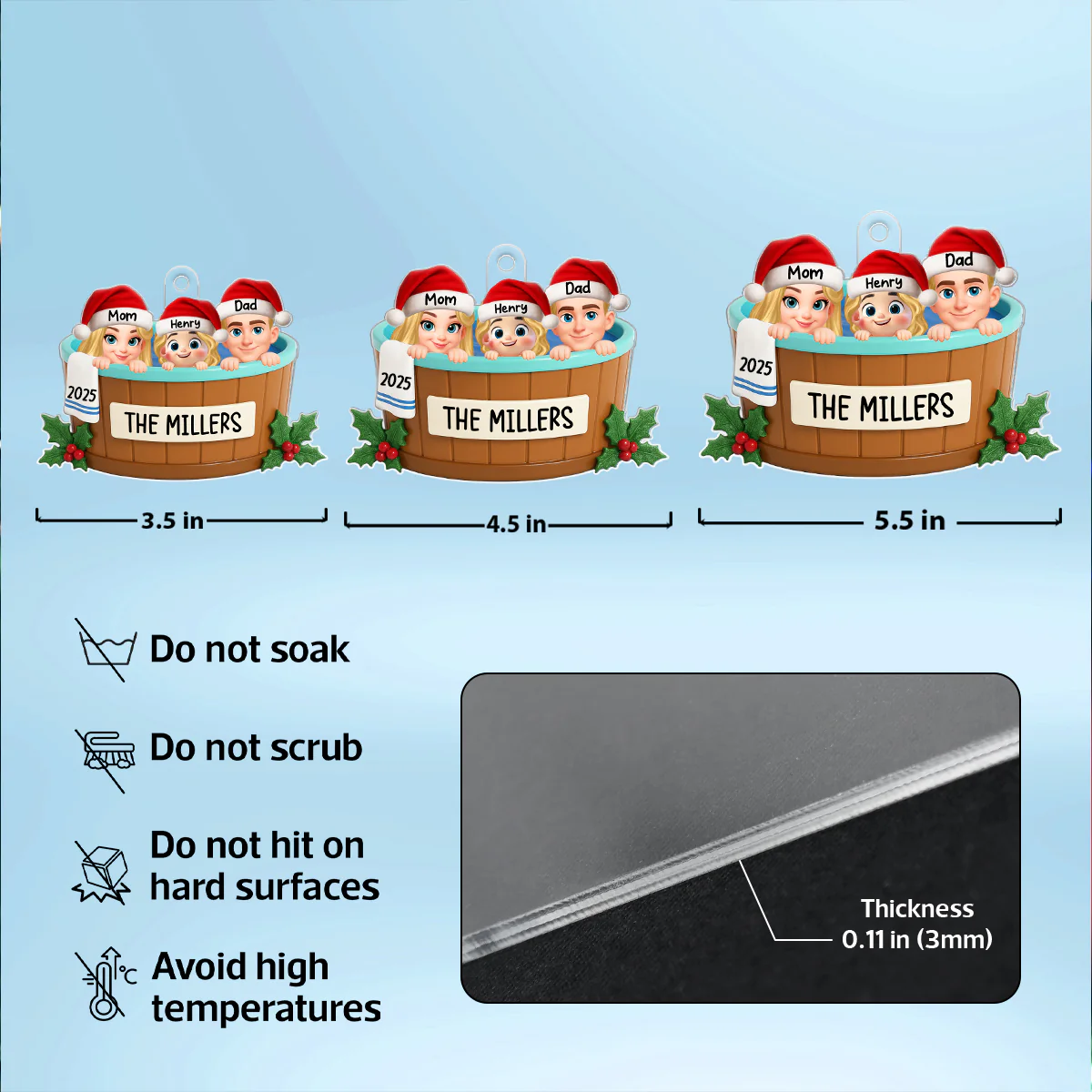 Family Hot Tub Jacuzzi - Personalized Acrylic Ornament - 2025 Christmas Family Ornament - Image 7