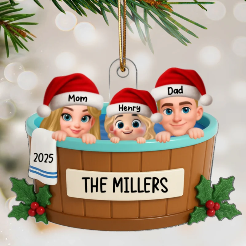 Family Hot Tub Jacuzzi - Personalized Acrylic Ornament - 2025 Christmas Family Ornament - Image 8