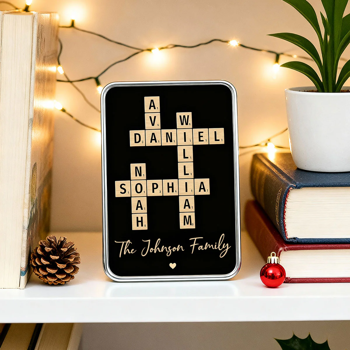 Family Names Crossword Puzzle Art - Personalized Mirrored Picture Frame - Christmas Gift For Family - Image 12