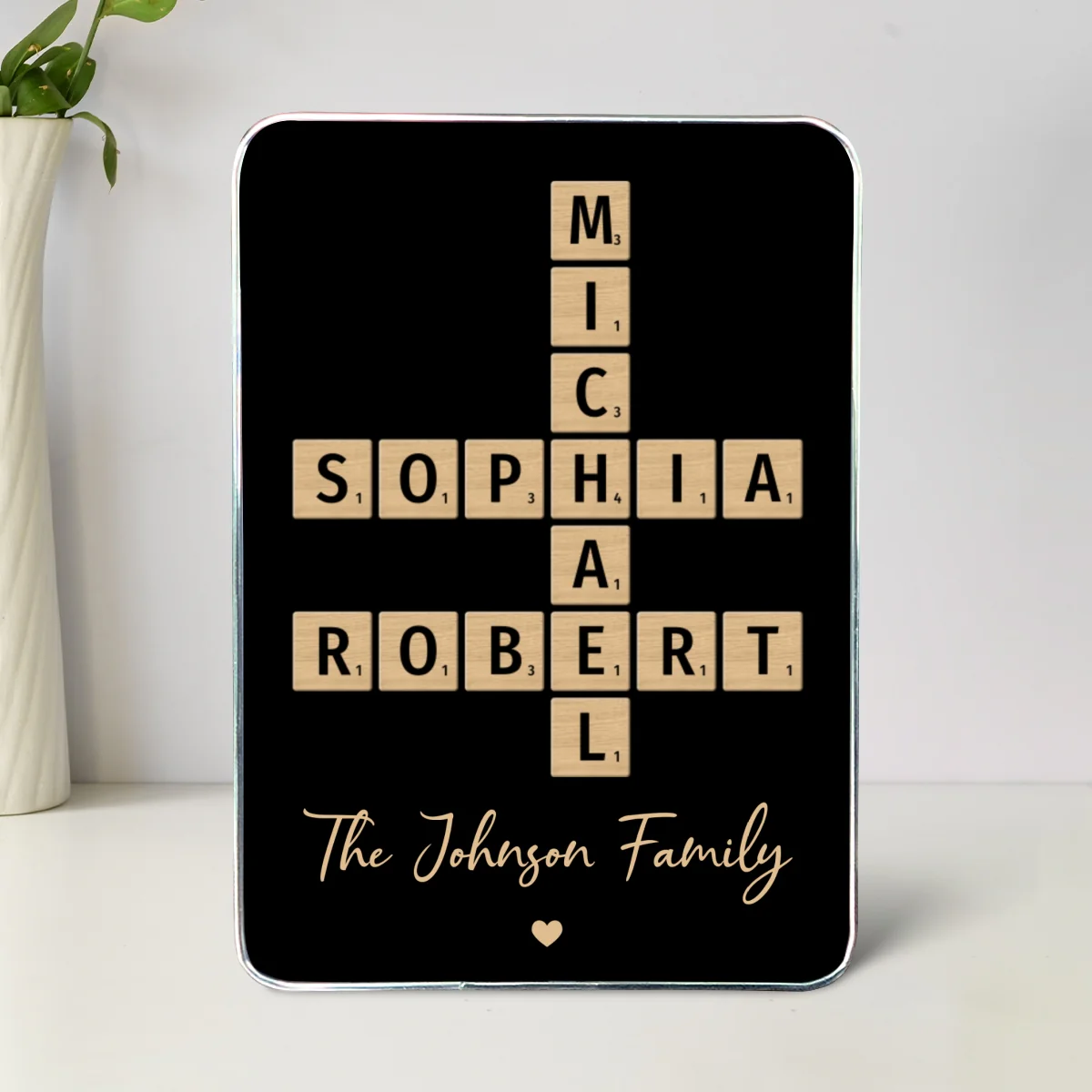 Family Names Crossword Puzzle Art - Personalized Mirrored Picture Frame - Christmas Gift For Family - Image 13