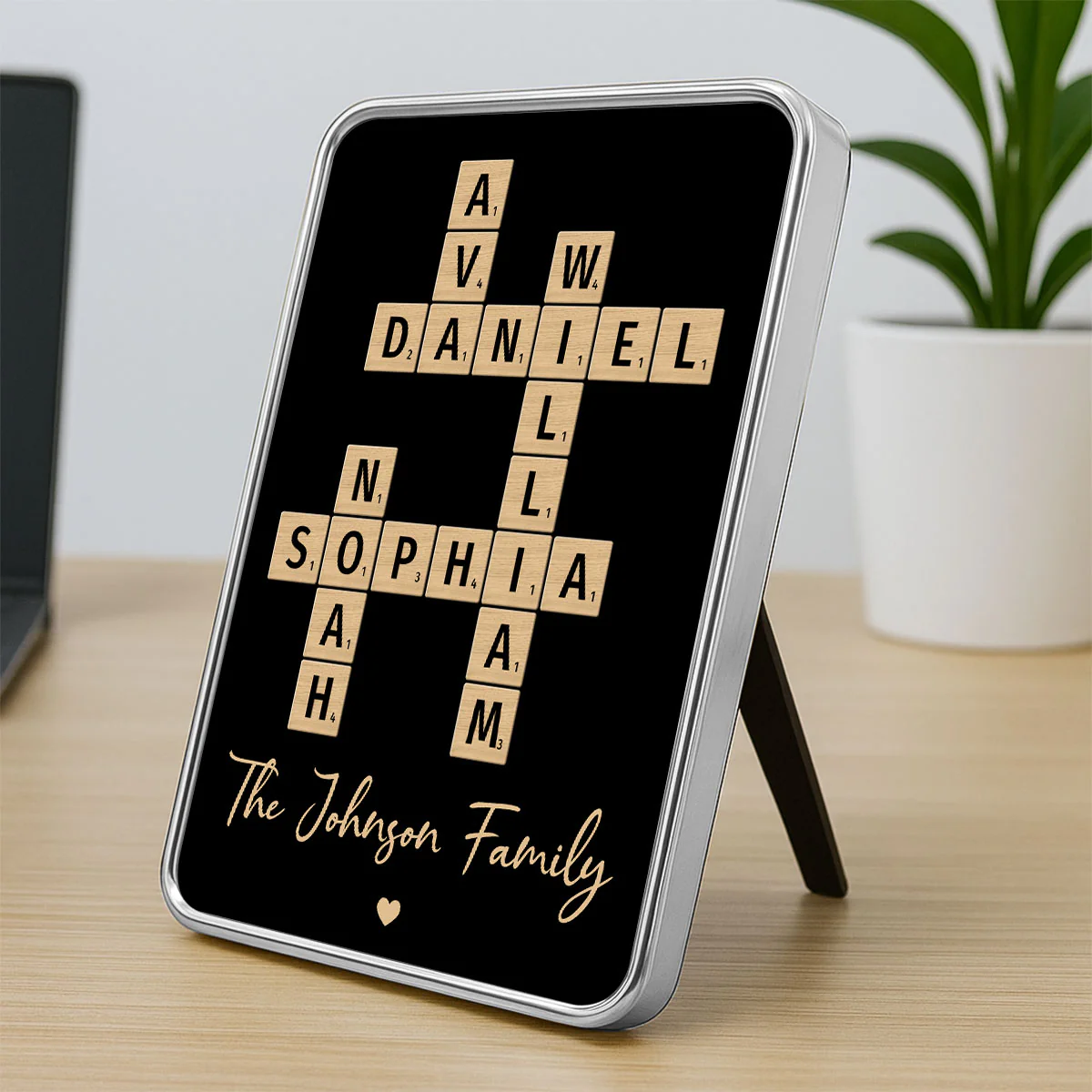Family Names Crossword Puzzle Art - Personalized Mirrored Picture Frame - Christmas Gift For Family - Image 3