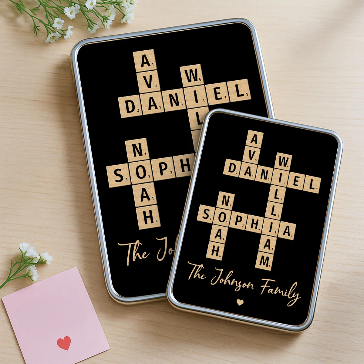 Family Names Crossword Puzzle Art - Personalized Mirrored Picture Frame - Christmas Gift For Family - Image 6