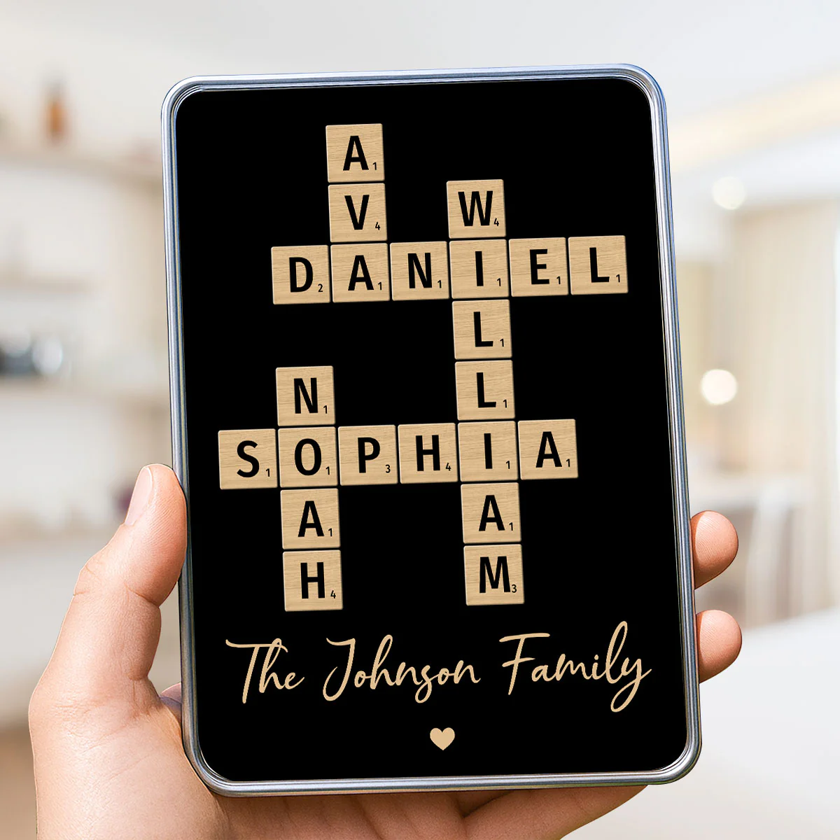 Family Names Crossword Puzzle Art - Personalized Mirrored Picture Frame - Christmas Gift For Family - Image 7