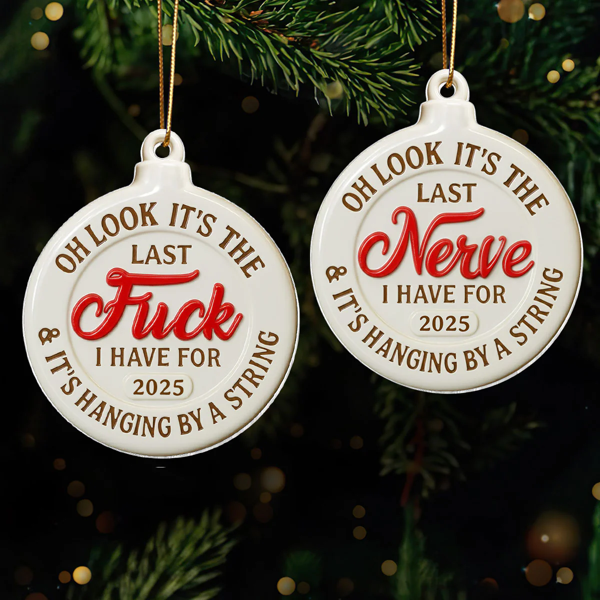 Funny Adult Humor Last Nerve On String - Personalized Acrylic Ornament - White Elephant Gift, Secret Santa Gag Gift - Image 11