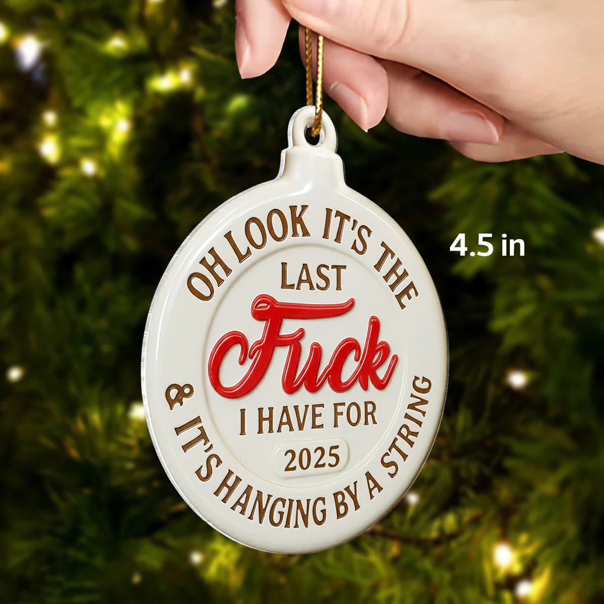 Funny Adult Humor Last Nerve On String - Personalized Acrylic Ornament - White Elephant Gift, Secret Santa Gag Gift - Image 3