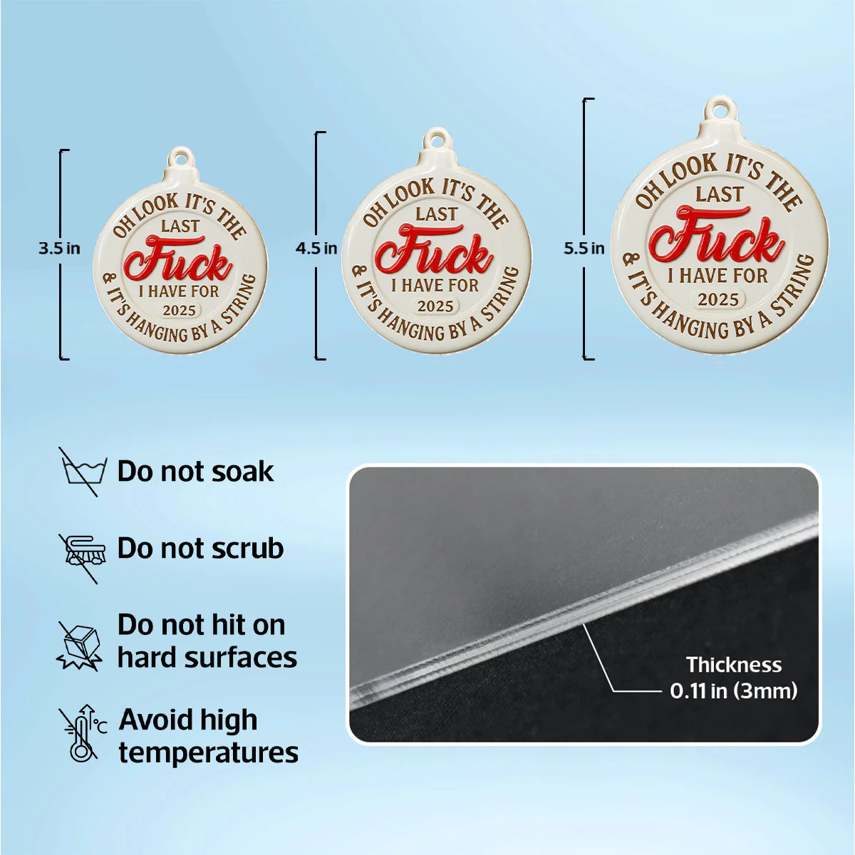 Funny Adult Humor Last Nerve On String - Personalized Acrylic Ornament - White Elephant Gift, Secret Santa Gag Gift - Image 7