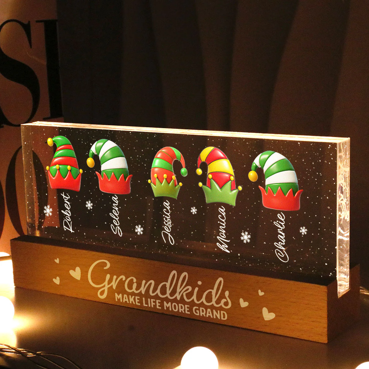 Grandkids Make Life More Grand - Personalized LED Night Light - Heartwarming Christmas Gift For Grandma, Grandkids, Family - Image 3