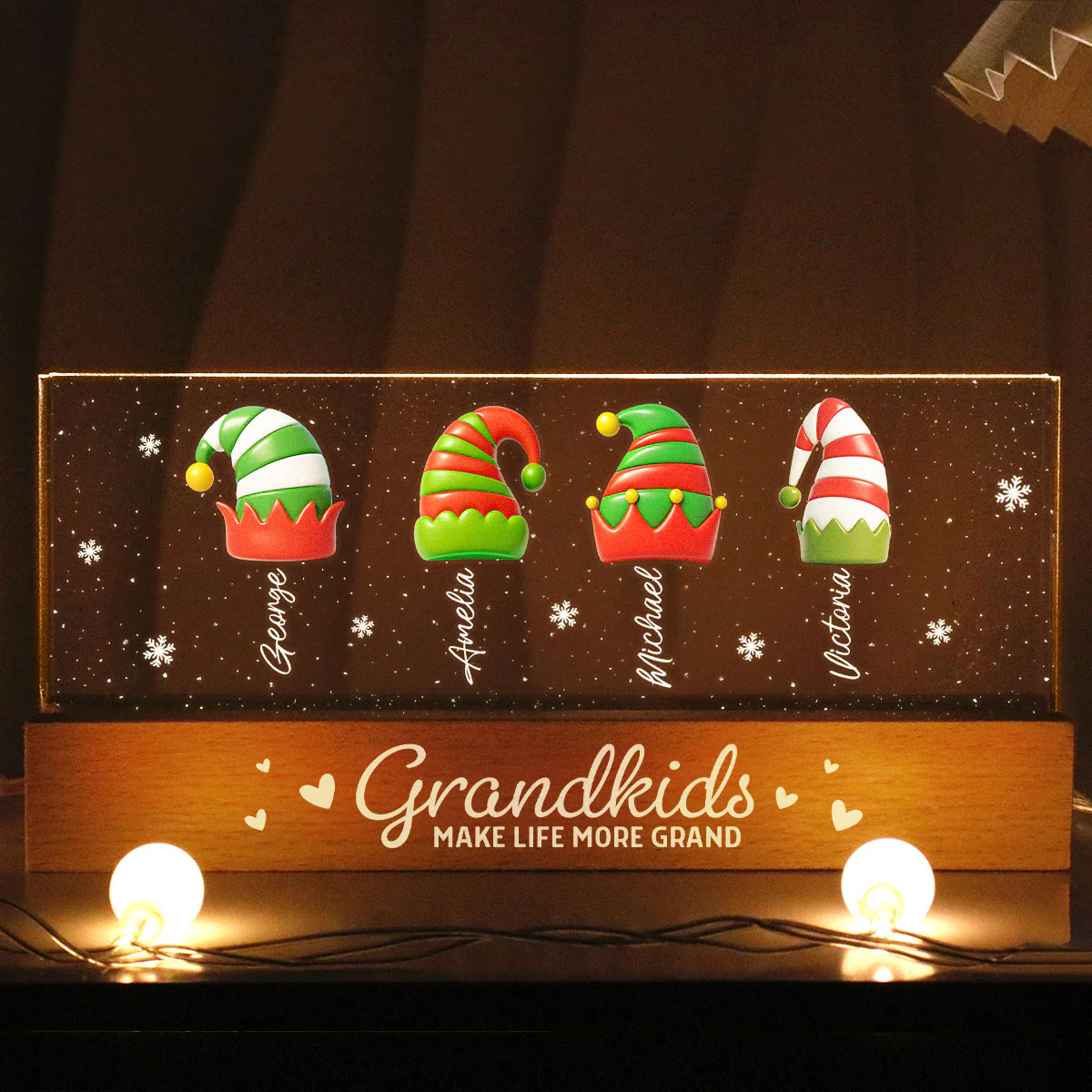 Grandkids Make Life More Grand - Personalized LED Night Light - Heartwarming Christmas Gift For Grandma, Grandkids, Family - Image 4