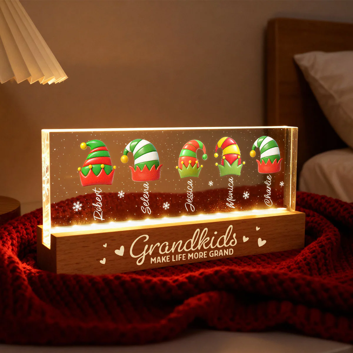 Grandkids Make Life More Grand - Personalized LED Night Light - Heartwarming Christmas Gift For Grandma, Grandkids, Family - Image 5