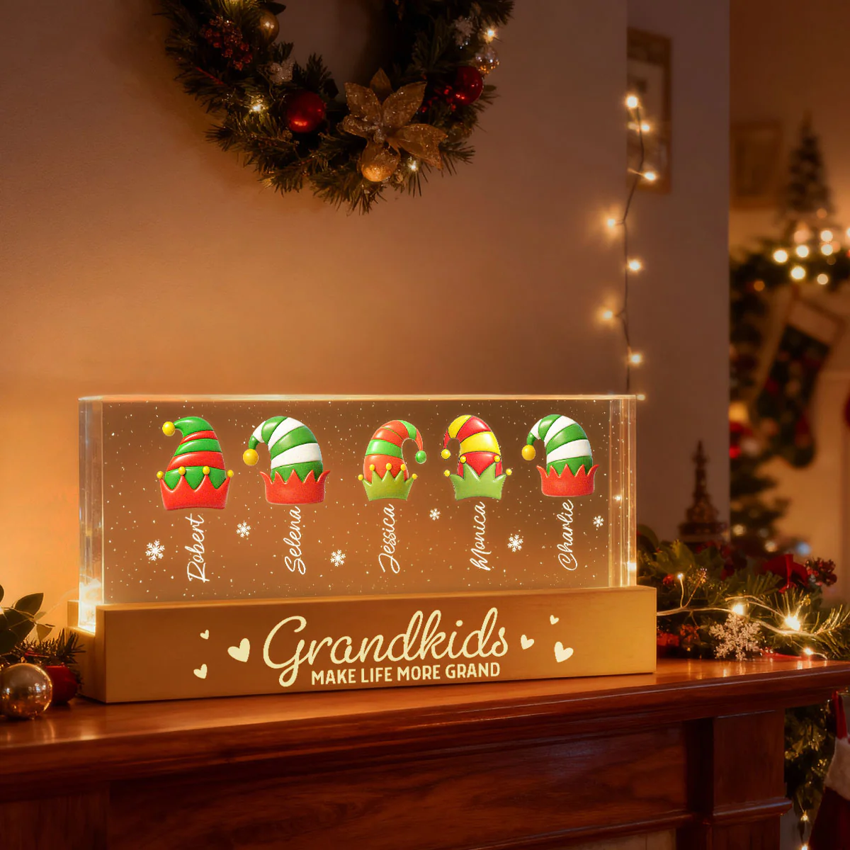 Grandkids Make Life More Grand - Personalized LED Night Light - Heartwarming Christmas Gift For Grandma, Grandkids, Family - Image 7