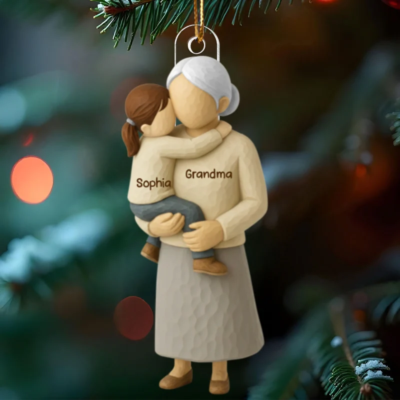Grandma Hugging Grandkid - Personalized Acrylic Ornament - Heartwarming Christmas Gift for Grandma - Image 11
