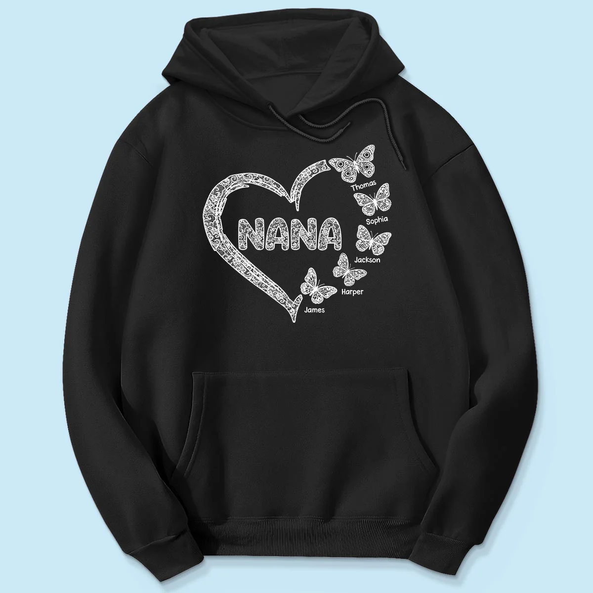 Grandma Lace Pattern Butterflies Heart - Personalized Shirt - Gift For Grandma, Mom - Image 11