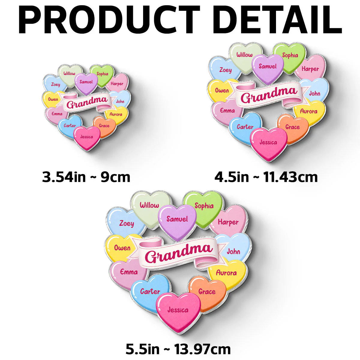 Grandma's Sweethearts Conversation Hearts Grandkids Names Valentine's Day - Personalized Acrylic Fridge Magnet - Image 6