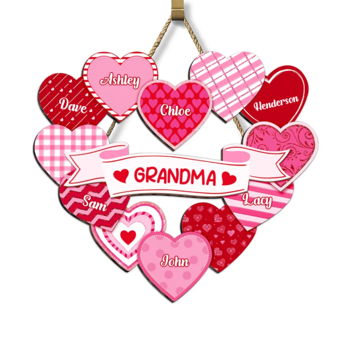 Grandma's Sweethearts Coquette Valentine's Day - Personalized Door Hanger Sign - Image 12
