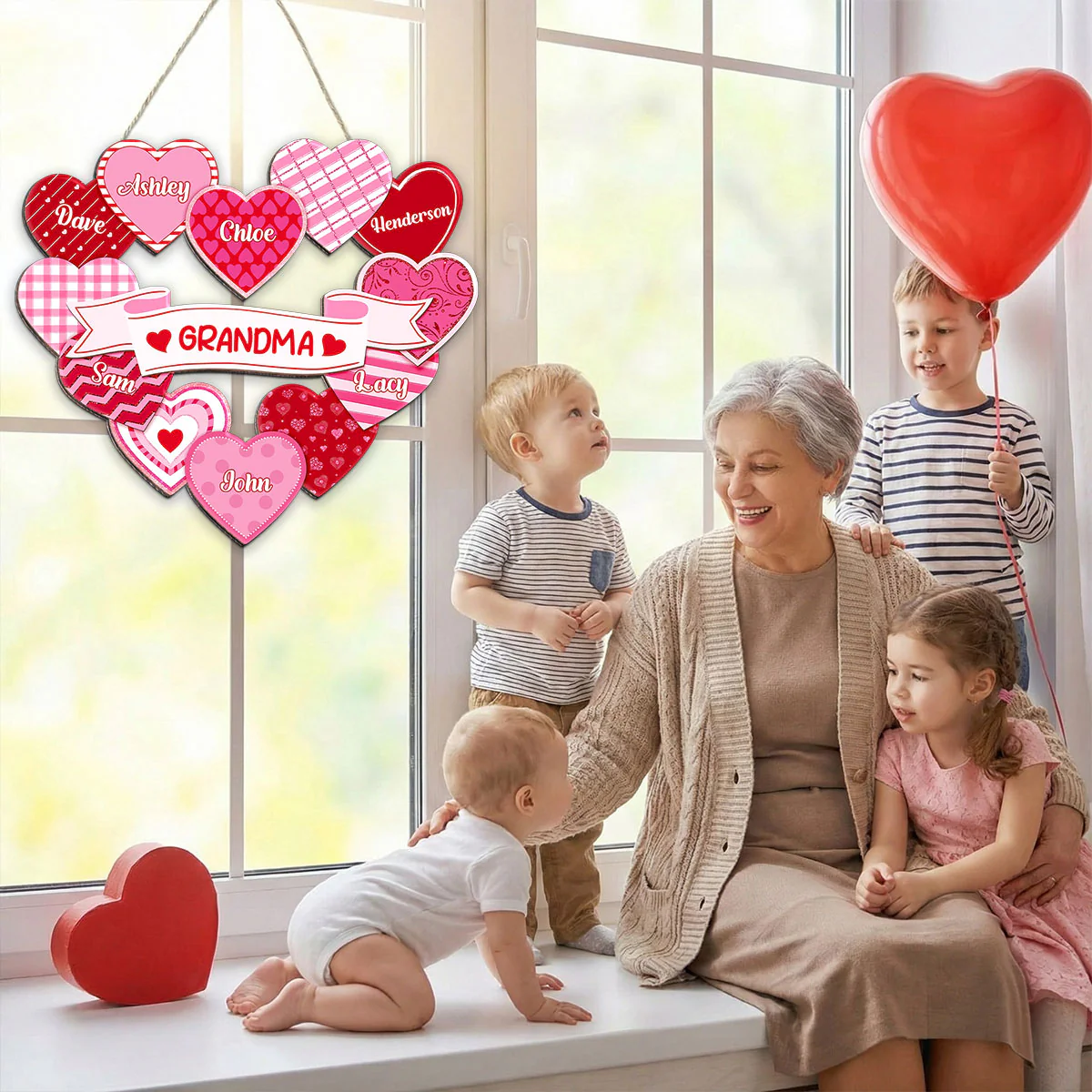 Grandma's Sweethearts Coquette Valentine's Day - Personalized Door Hanger Sign - Image 3