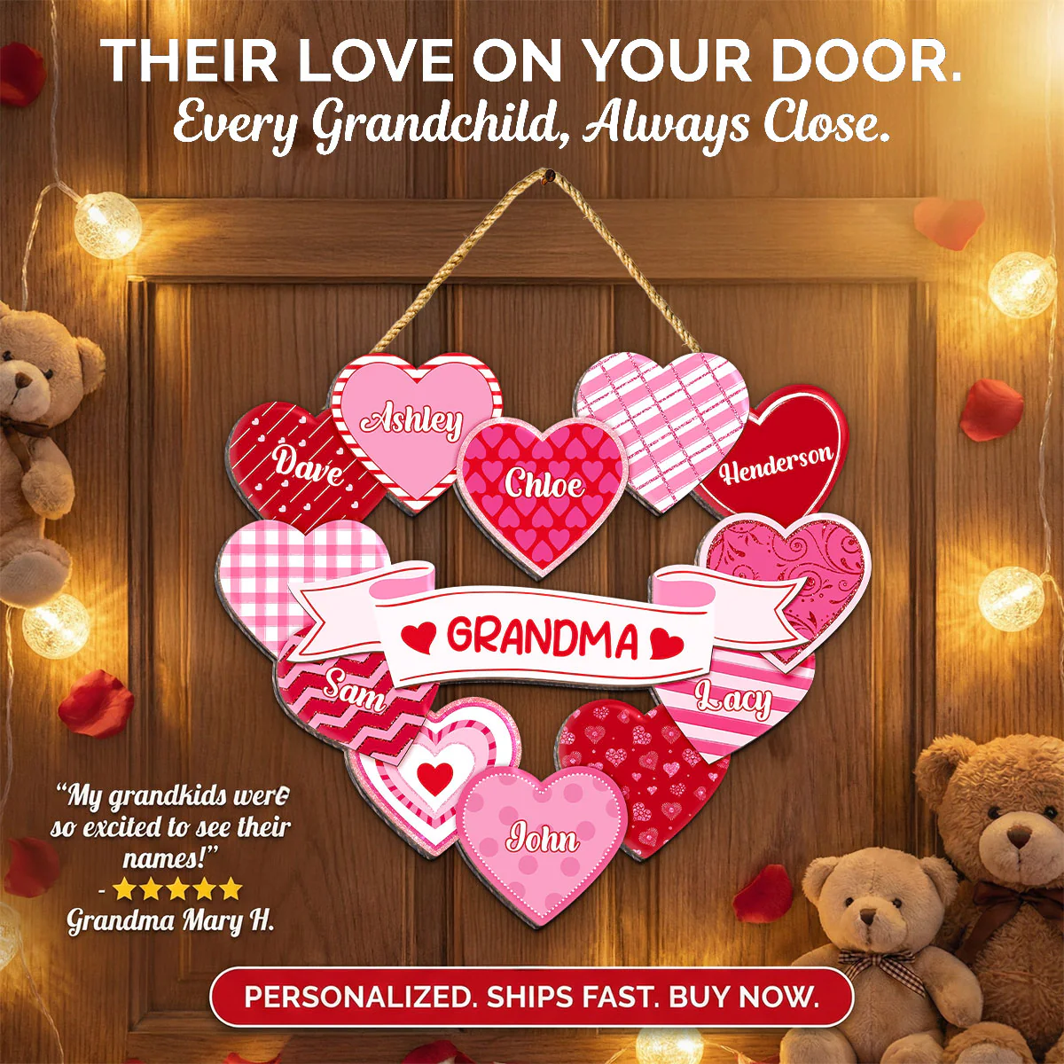 Grandma's Sweethearts Coquette Valentine's Day - Personalized Door Hanger Sign - Image 5