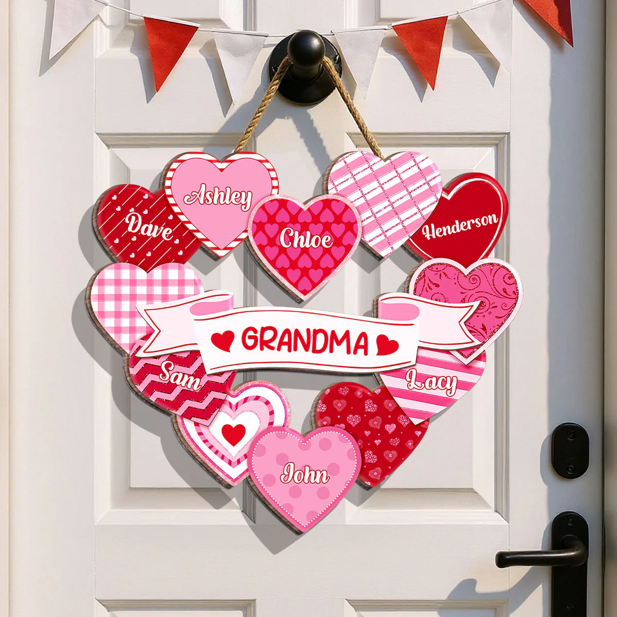 Grandma's Sweethearts Coquette Valentine's Day - Personalized Door Hanger Sign - Image 7