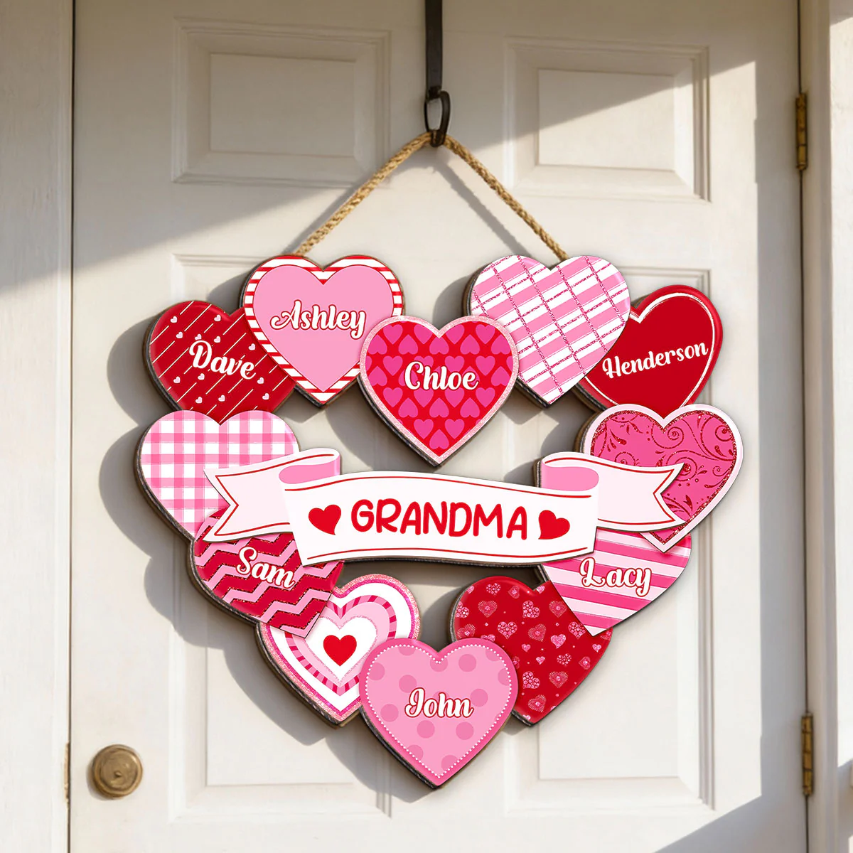 Grandma's Sweethearts Coquette Valentine's Day - Personalized Door Hanger Sign - Image 8