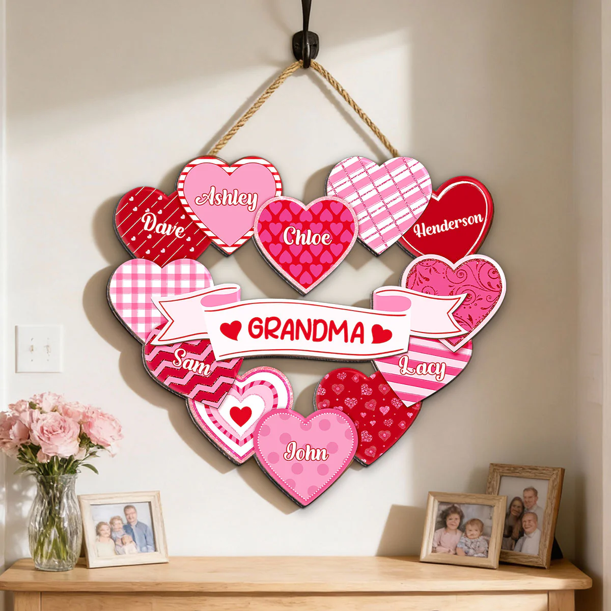 Grandma's Sweethearts Coquette Valentine's Day - Personalized Door Hanger Sign - Image 9