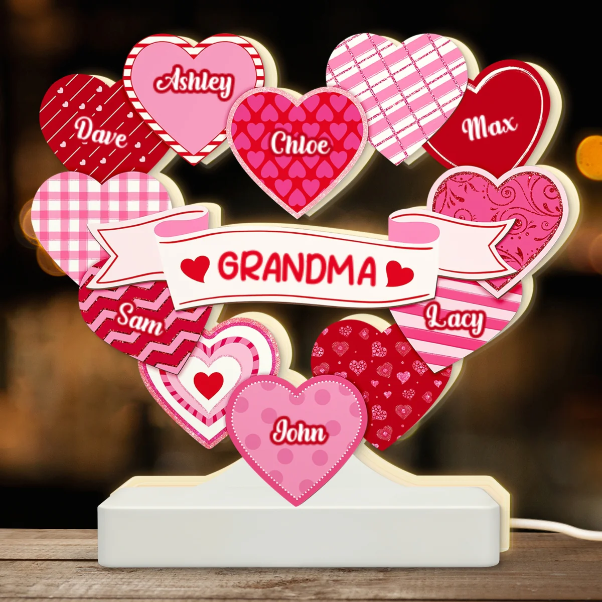 Grandma's Sweethearts Coquette Valentine's Day - Personalized Light Box - Home Decor Gift For Grandma - Image 10