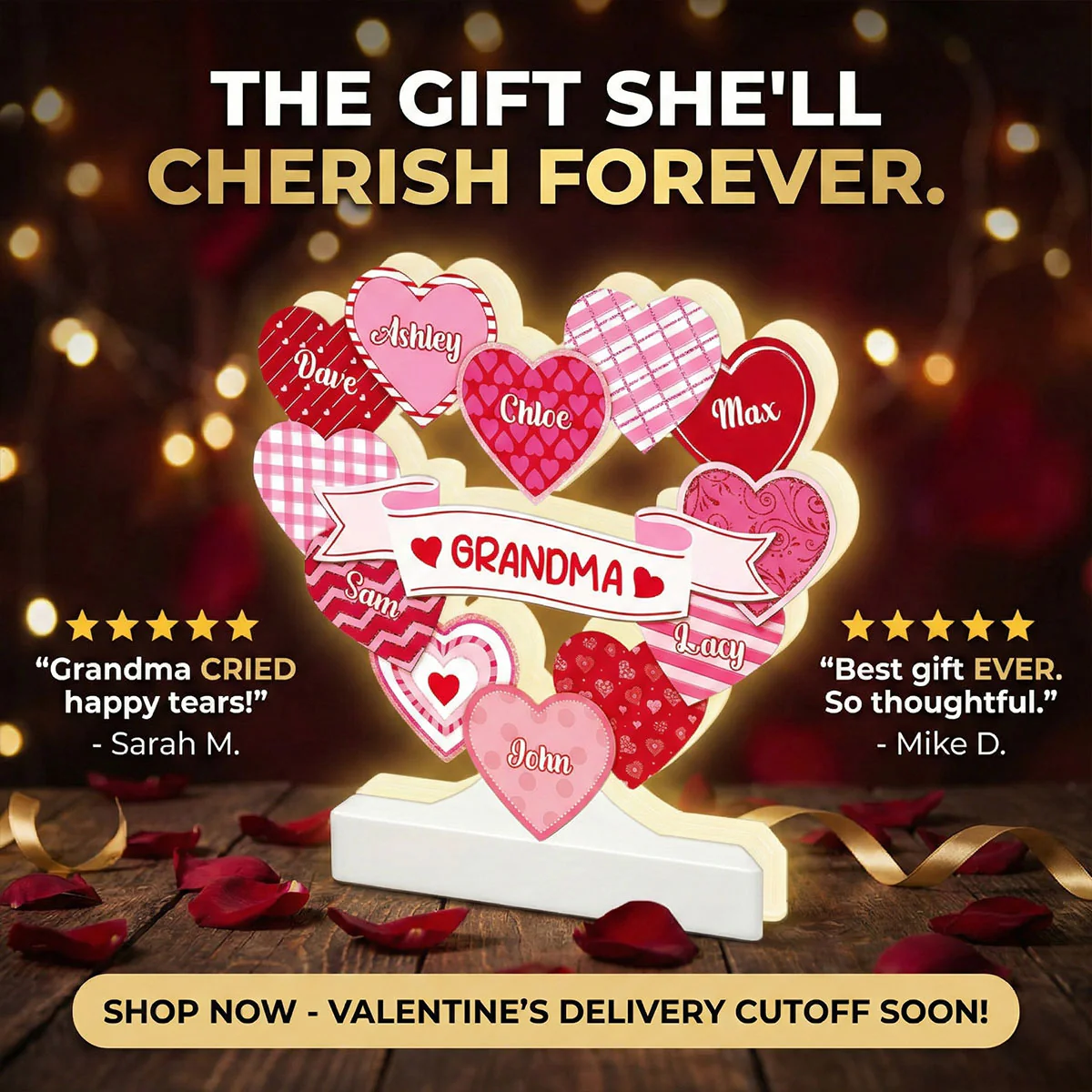 Grandma's Sweethearts Coquette Valentine's Day - Personalized Light Box - Home Decor Gift For Grandma - Image 3